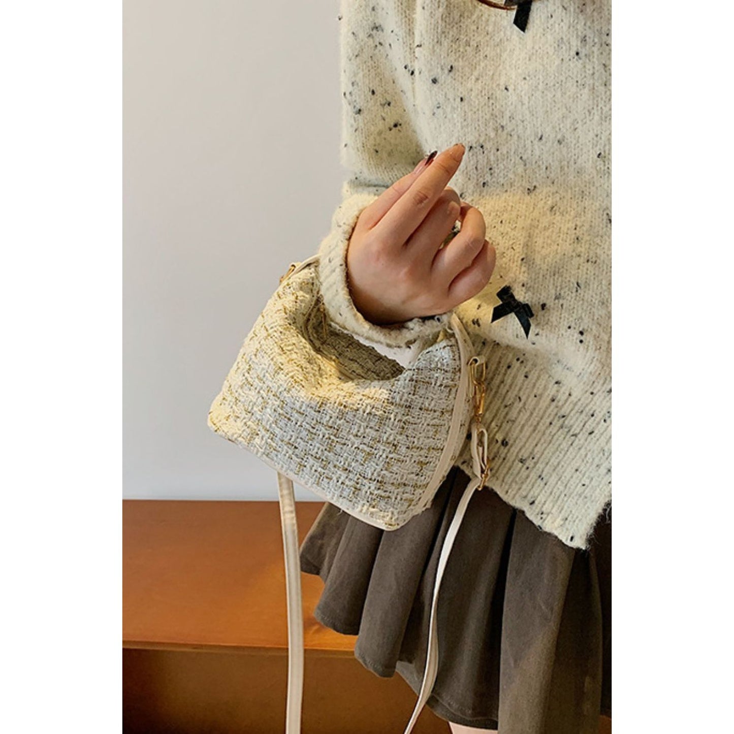 Woven Removable Strap Shoulder Bag