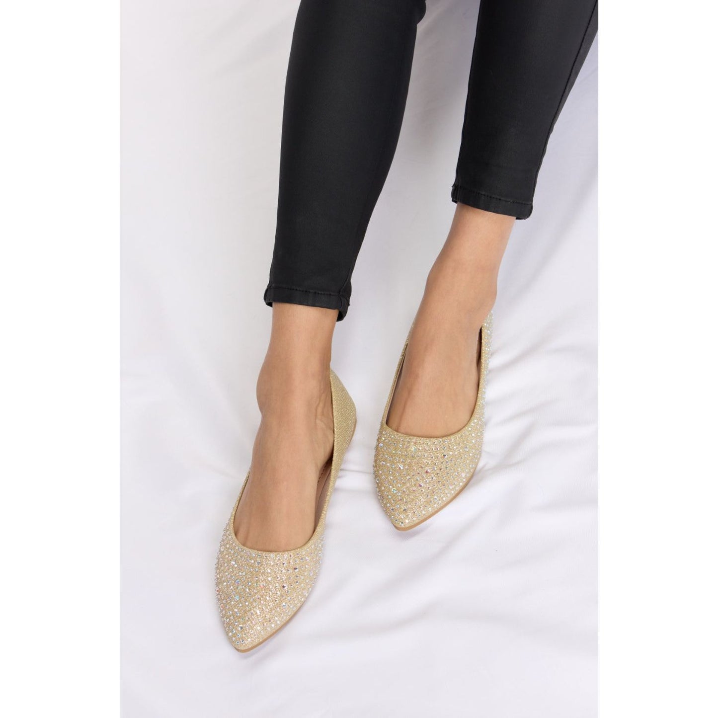 Forever Link Rhinestone Point Toe Flat Slip-Ons