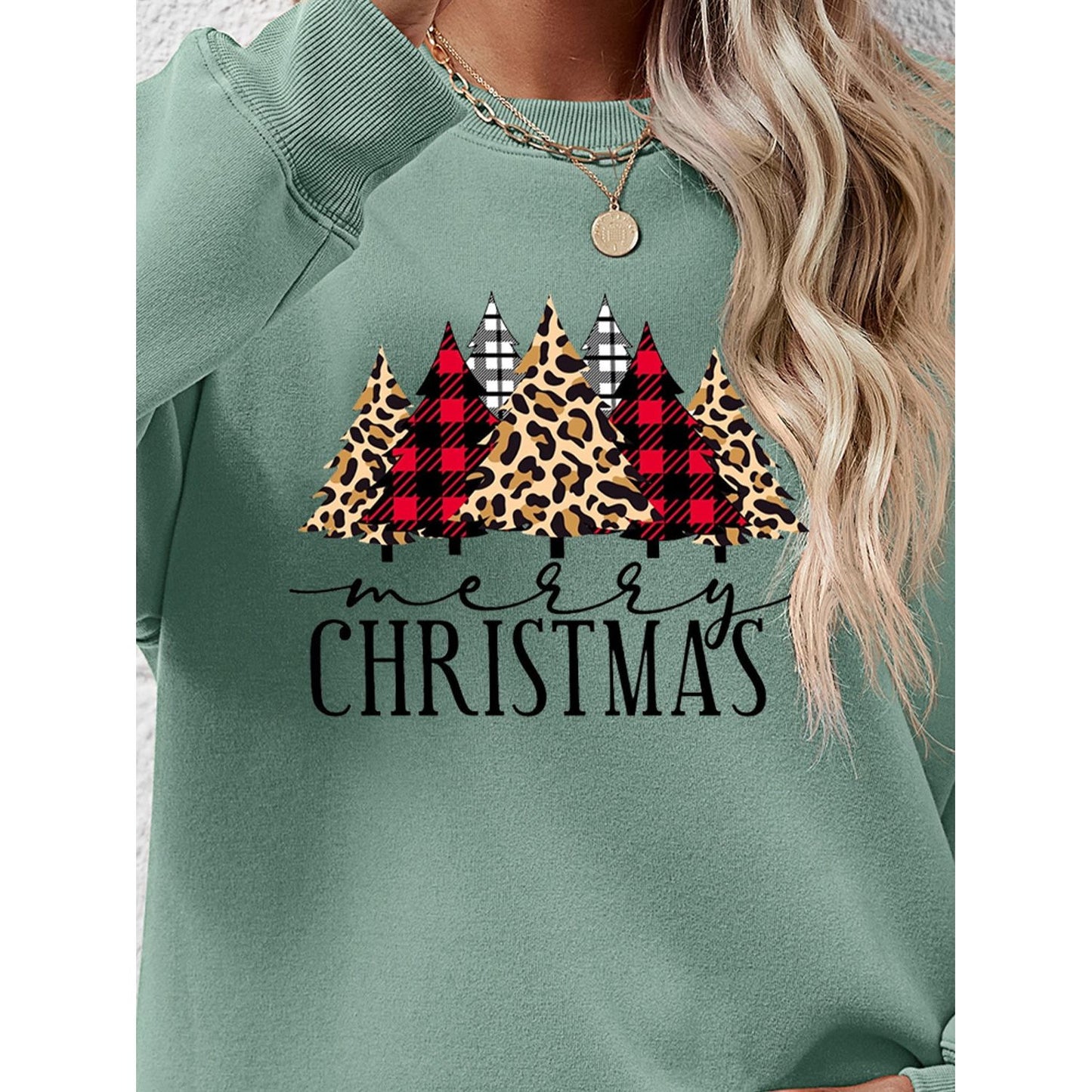 MERRY CHRISTMAS Round Neck Long Sleeve Sweatshirt