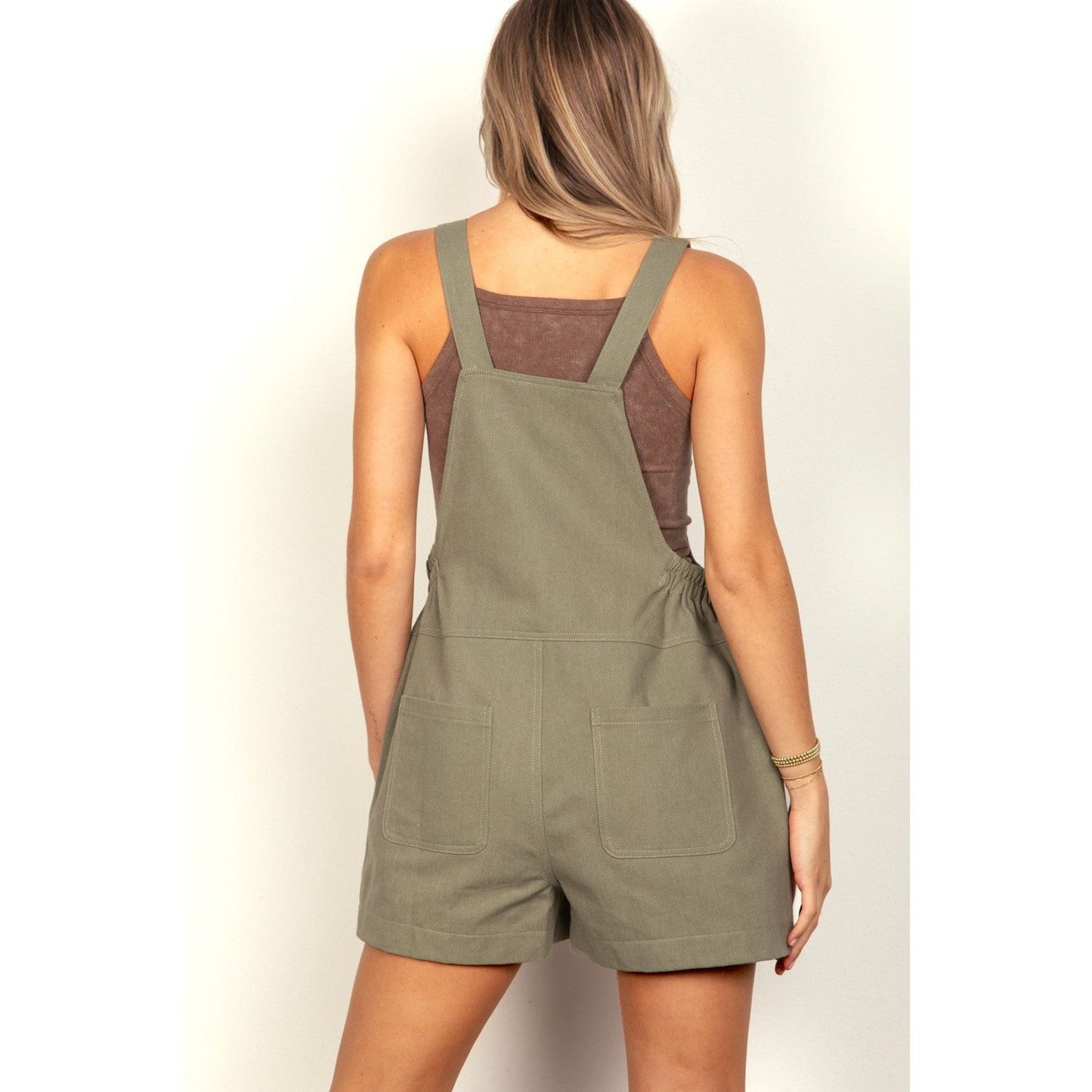 VERY J Adjustable Suspender Overalls with Pockets