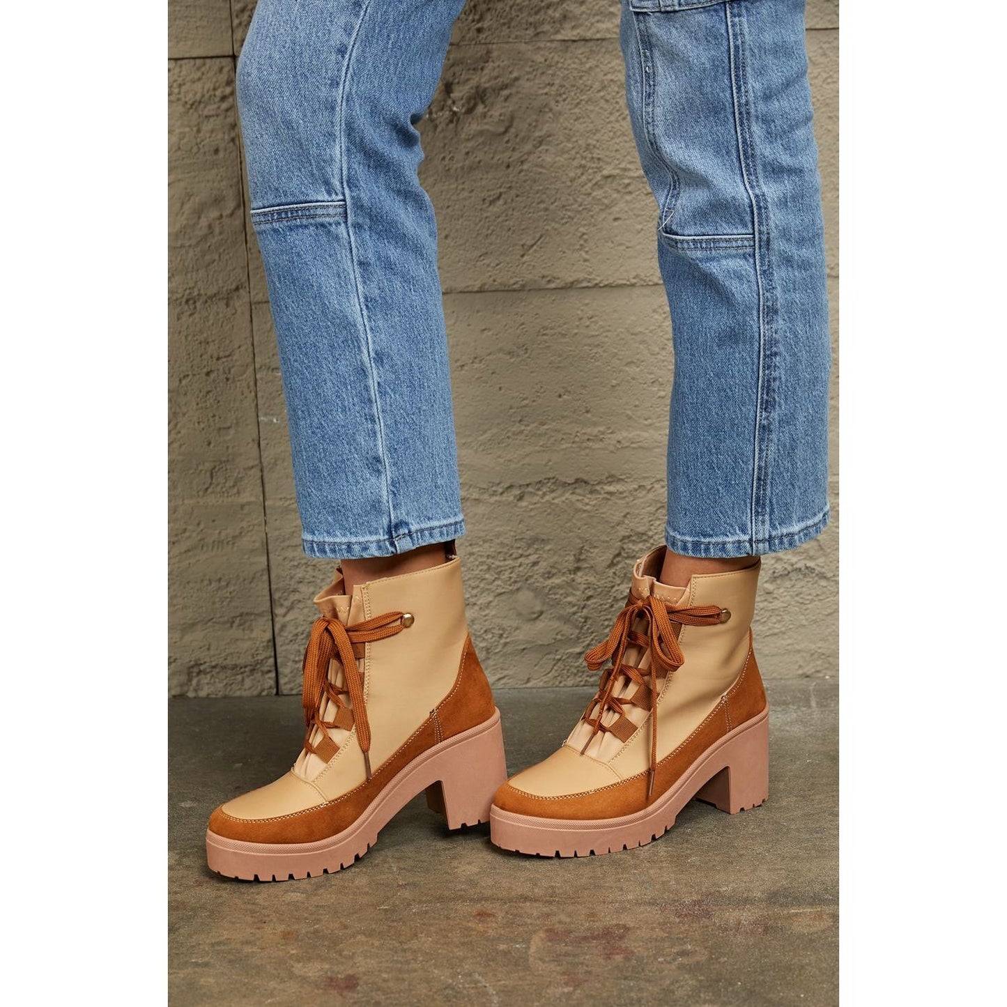 East Lion Corp Lace Up Lug Booties