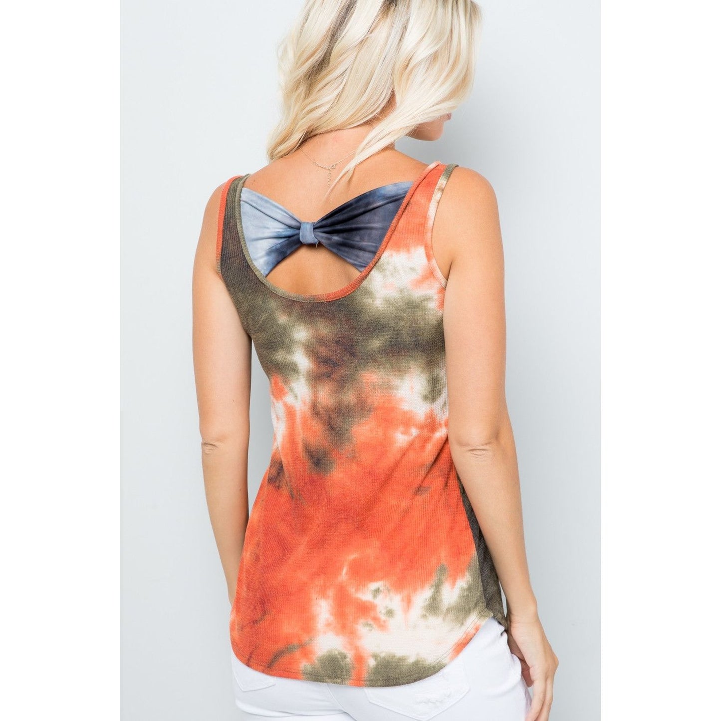 Celeste Full Size Backside Bow Tie Tie Dye Tank