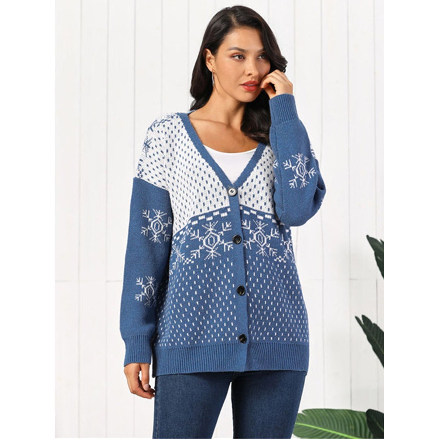 Snowflake Button Down Cardigan