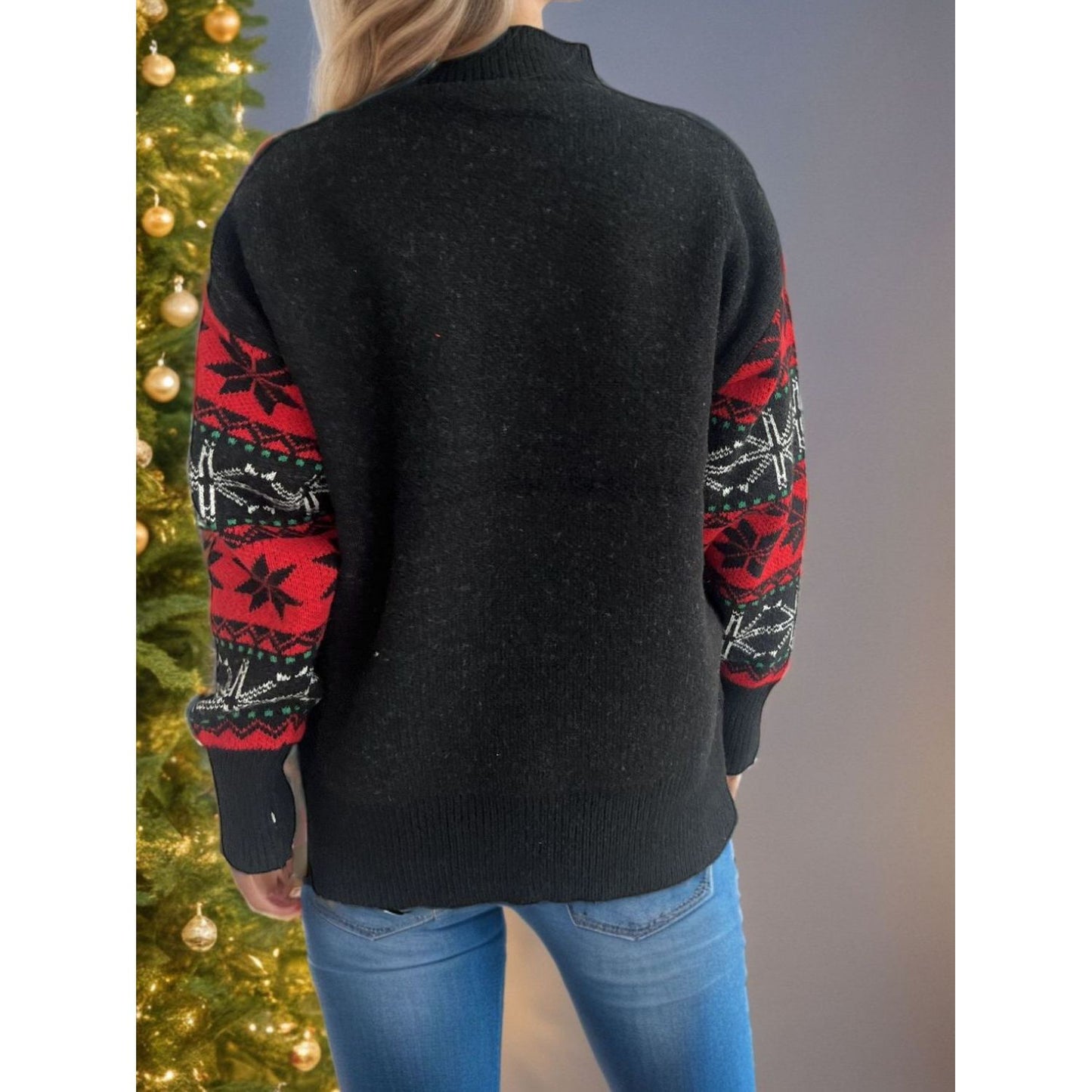 Santa Mock Neck Long Sleeve Sweater