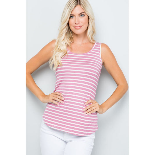 Celeste Full Size Backside Bow Tie Striped Tank