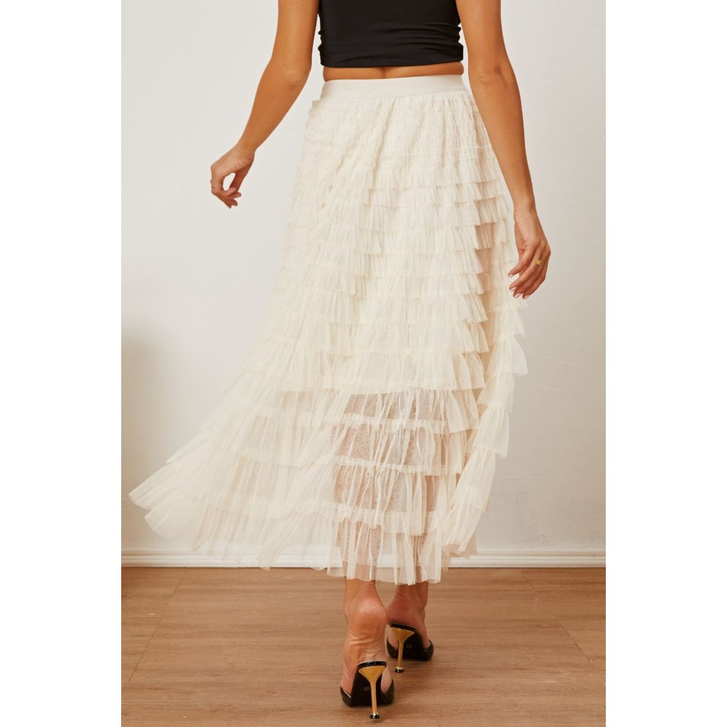 Ruched High Waist Tiered Skirt