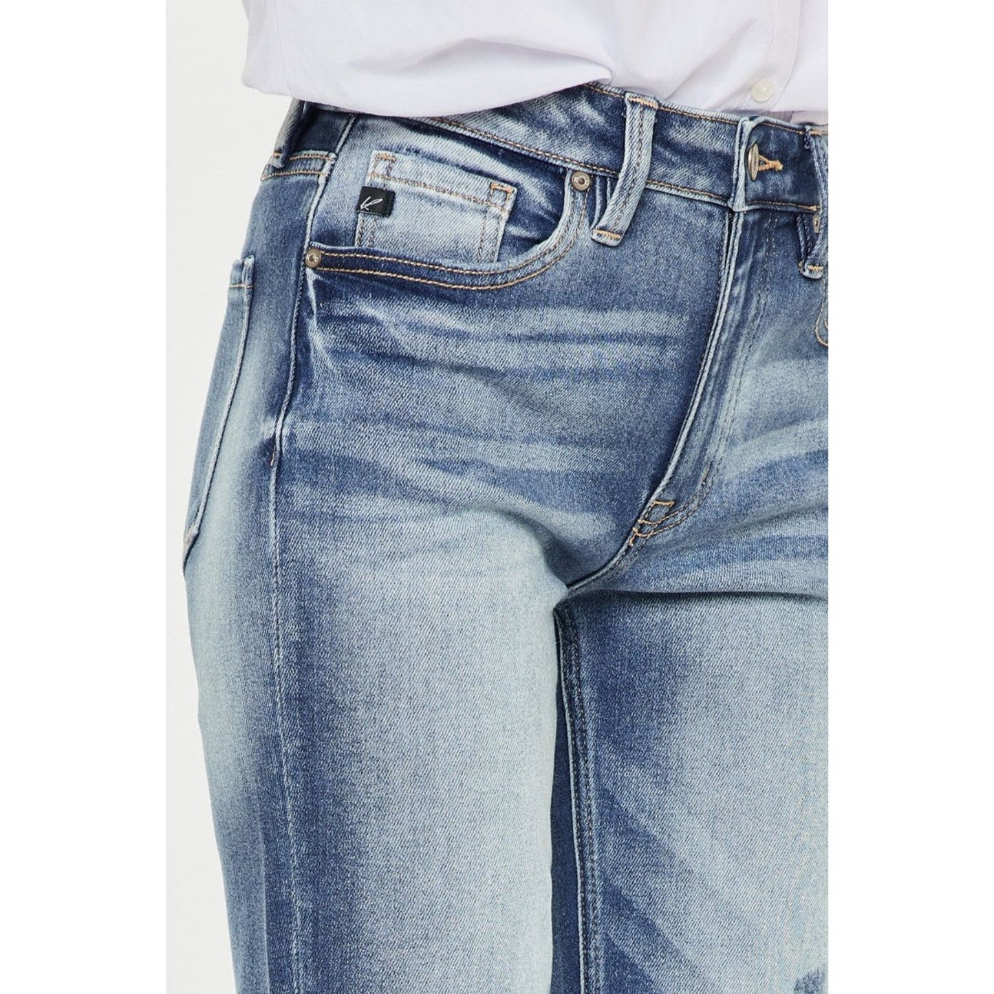 Kancan High Rise Cuffed Straight Jeans