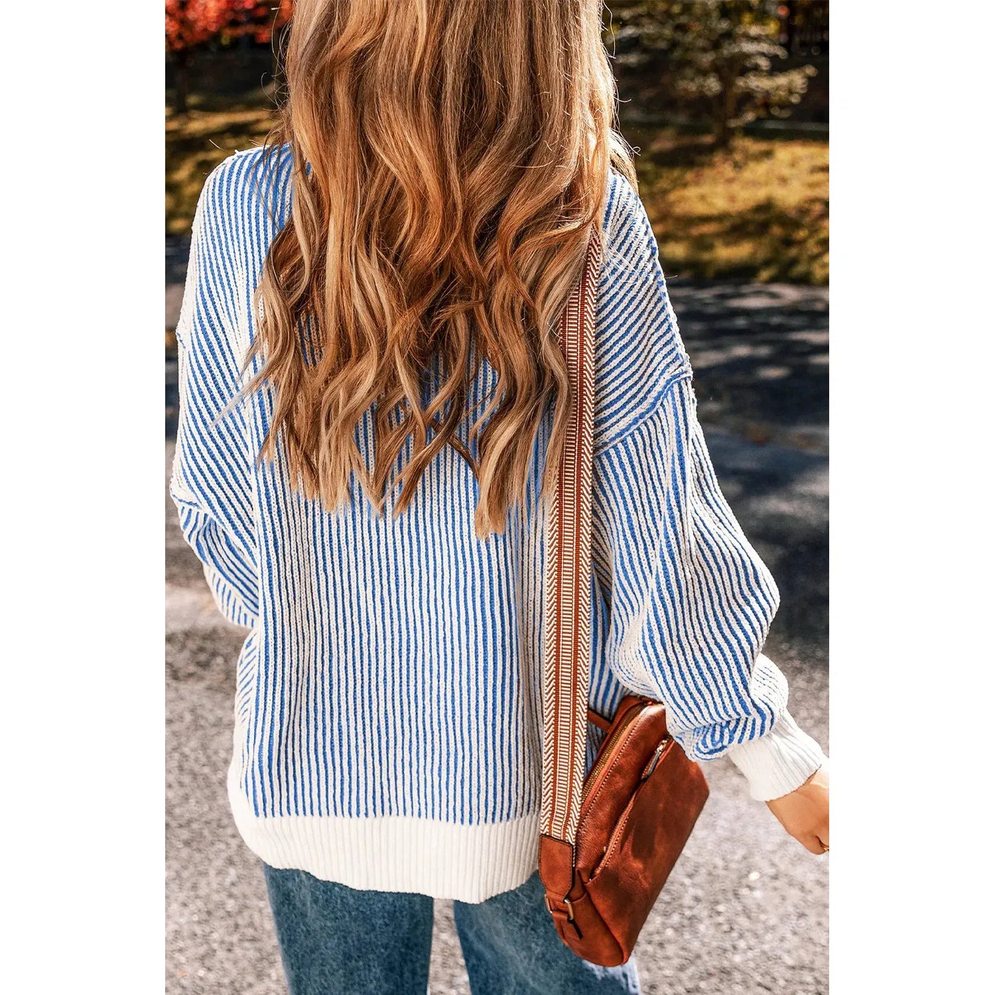 Round Neck Dropped Shoulder Sweater