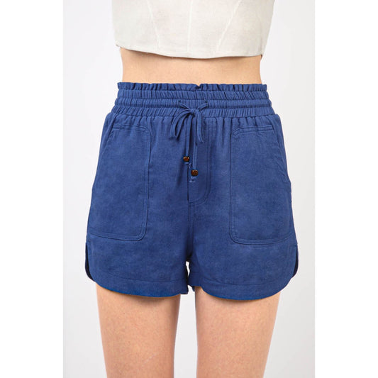 VERY J Drawstring Elastic Waist Linen Shorts