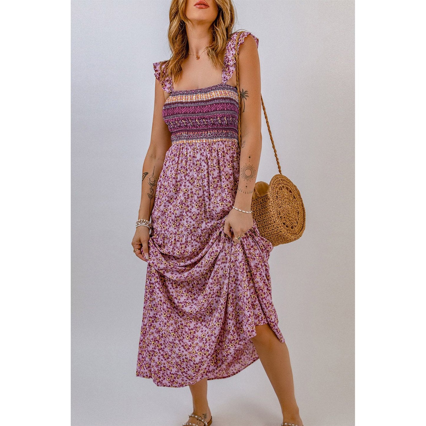 Floral Square Neck Maxi Dress