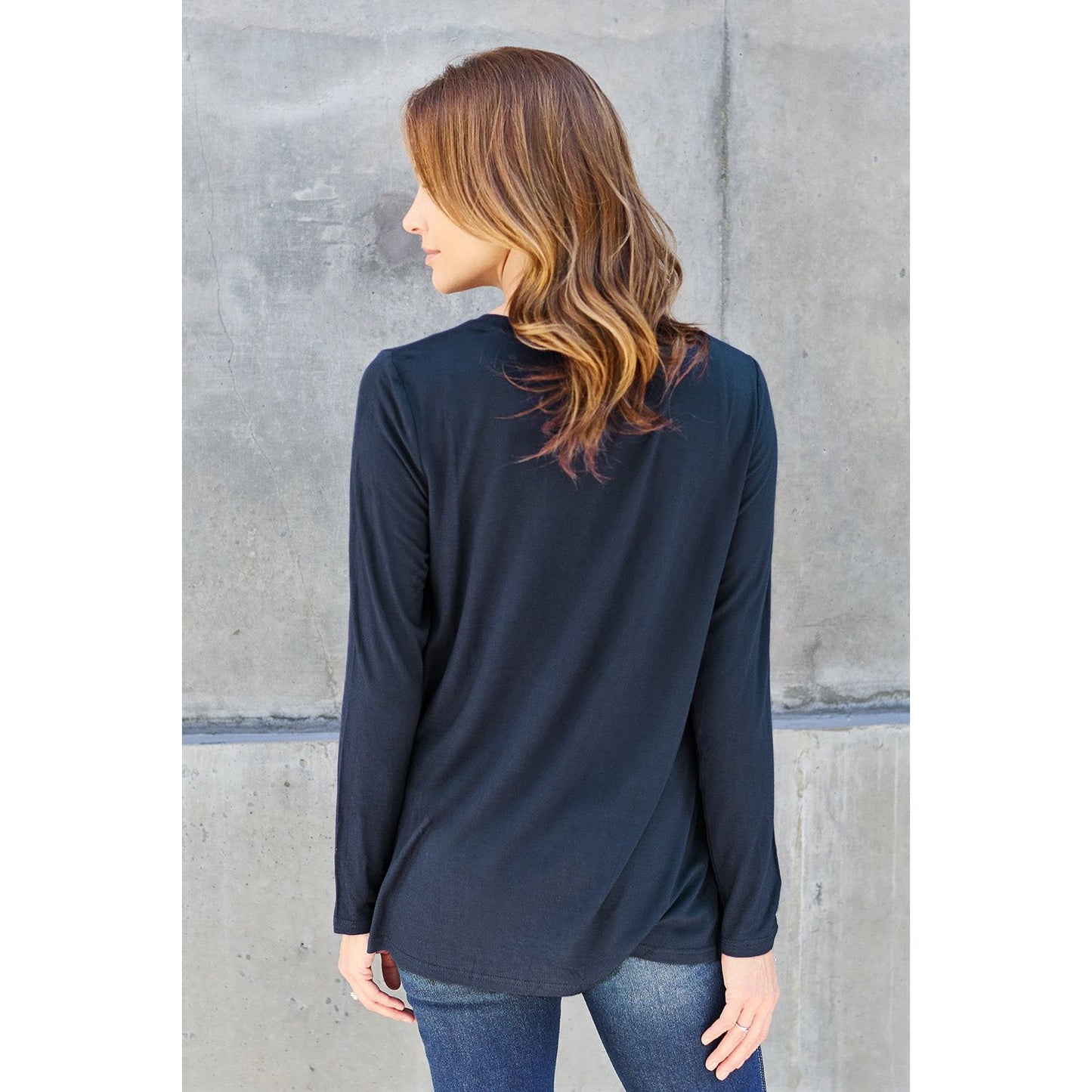 Basic Bae Full Size V-Neck Long Sleeve Top