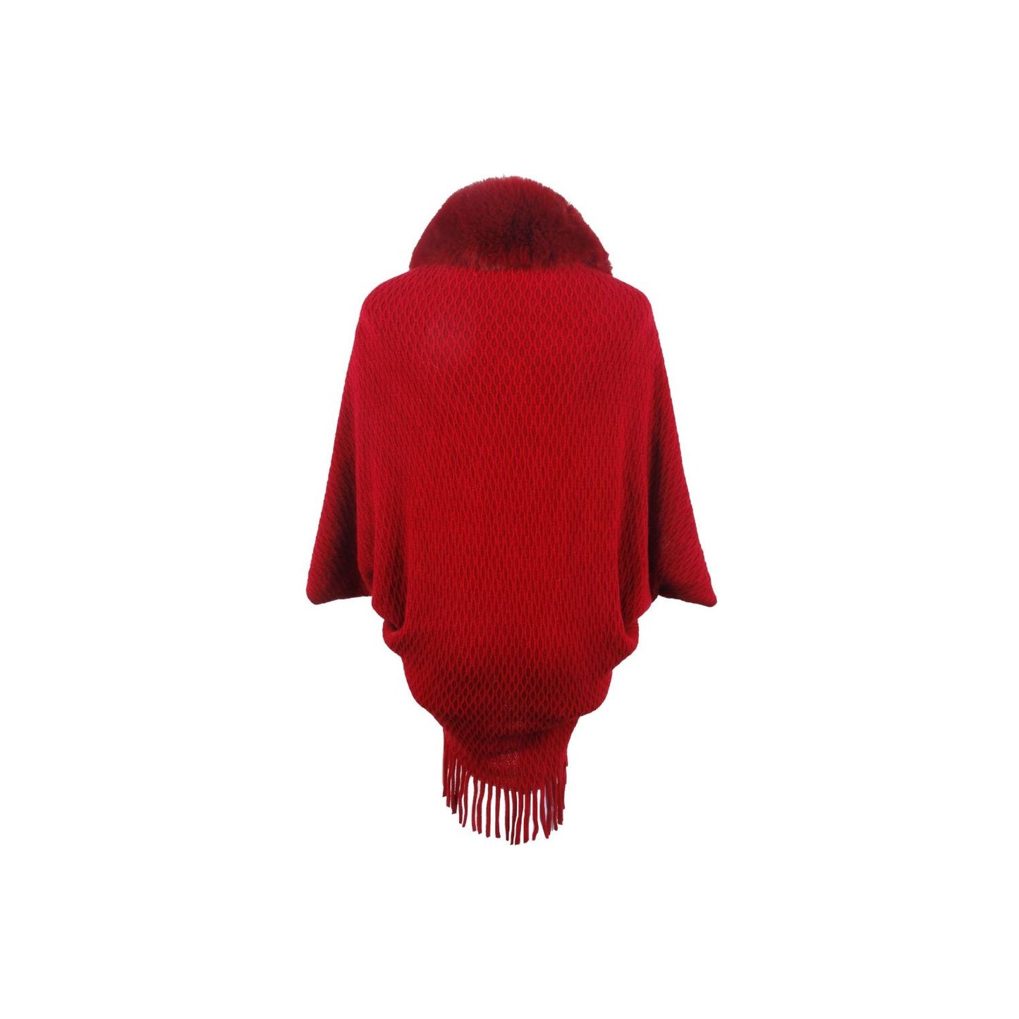 Open Front Fringe Hem Poncho