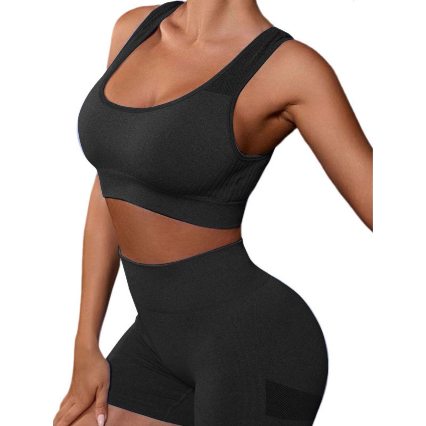 Cutout Scoop Neck Tank and Shorts Active Set