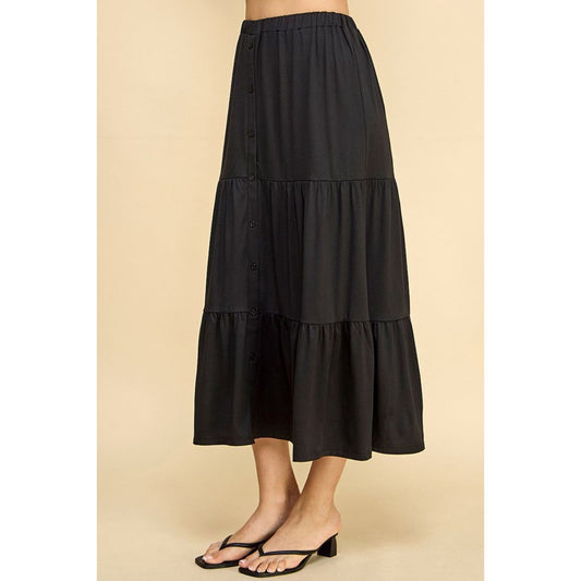 Faith Apparel Tiered Midi Skirt