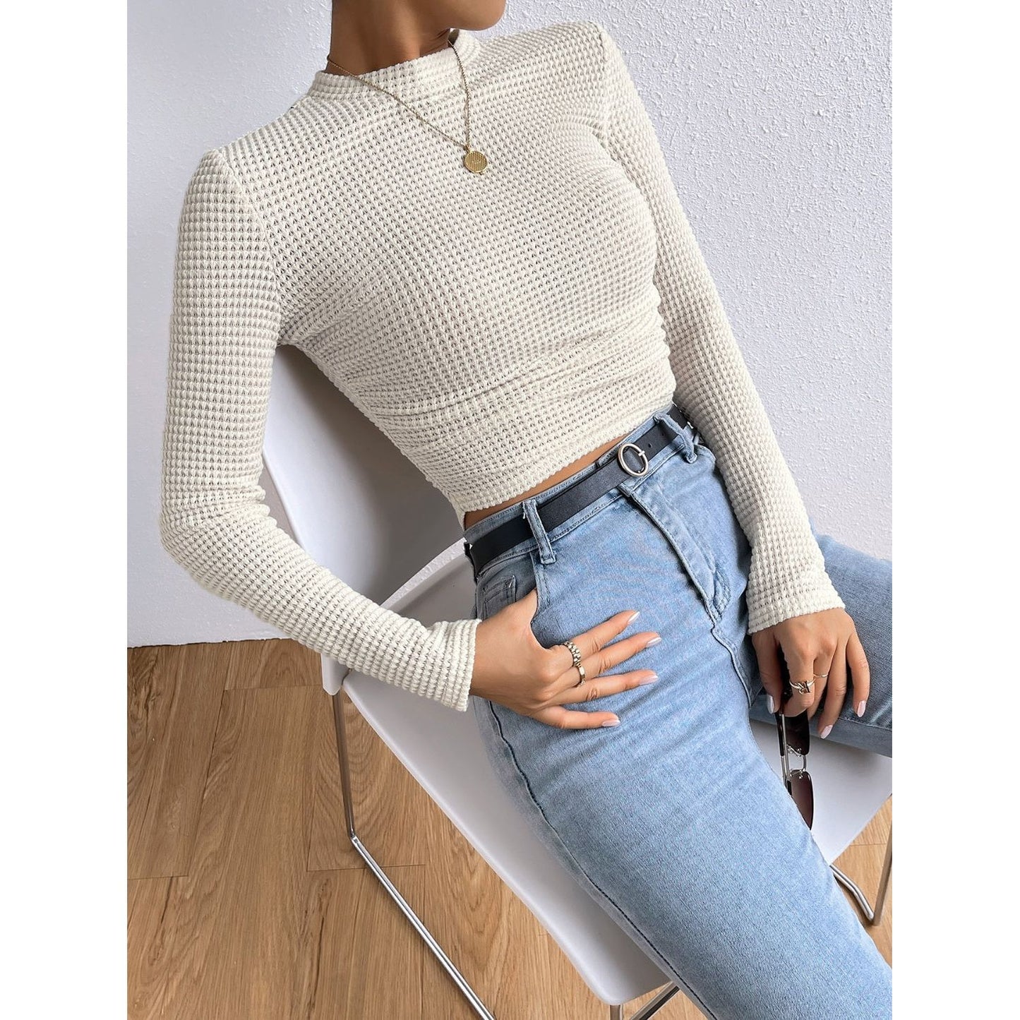 Honey Round Neck Long Sleeve T-Shirt