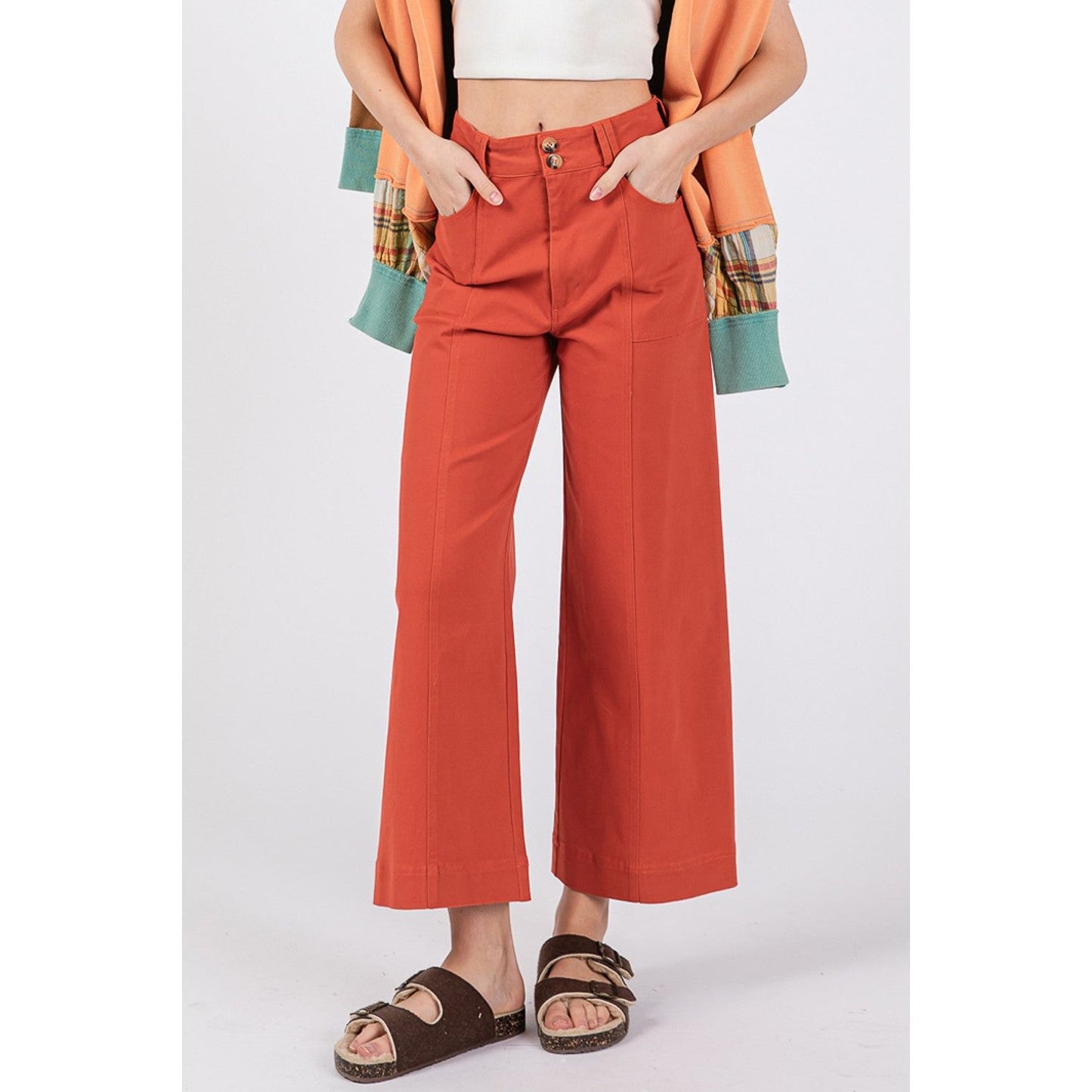 SAGE + FIG Wide Leg Cropped Pants