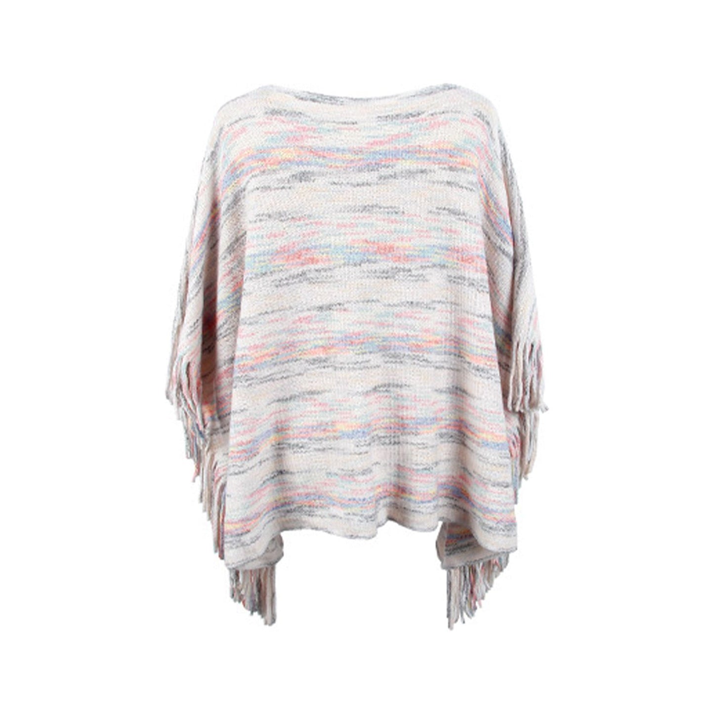 Round Neck Fringe Detail Sleeve Poncho