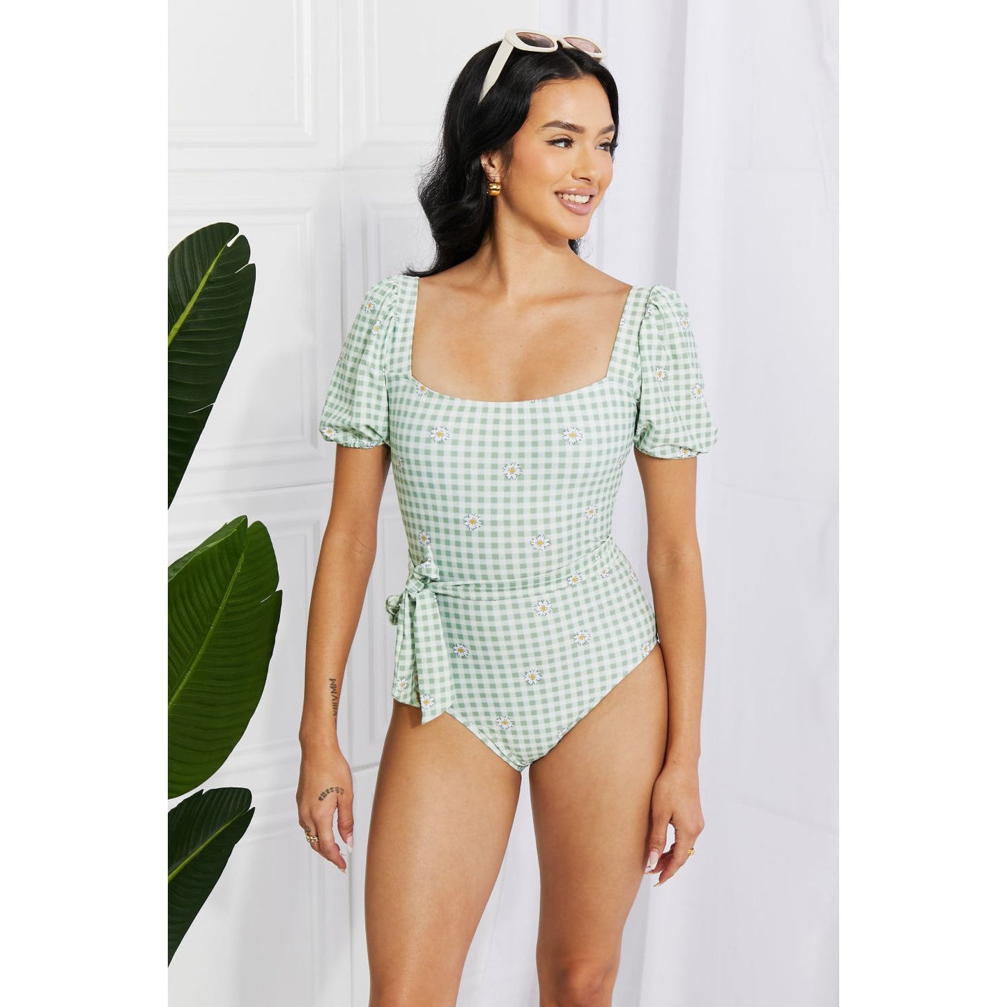 Marina West Swim Salty Air Puff Sleeve One-Piece in Sage