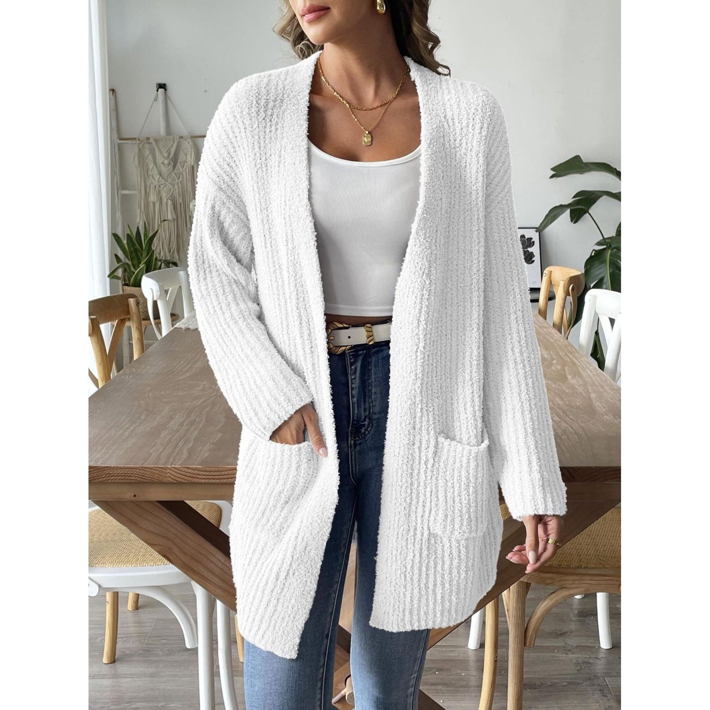 Open Front Long Sleeve Cardigan