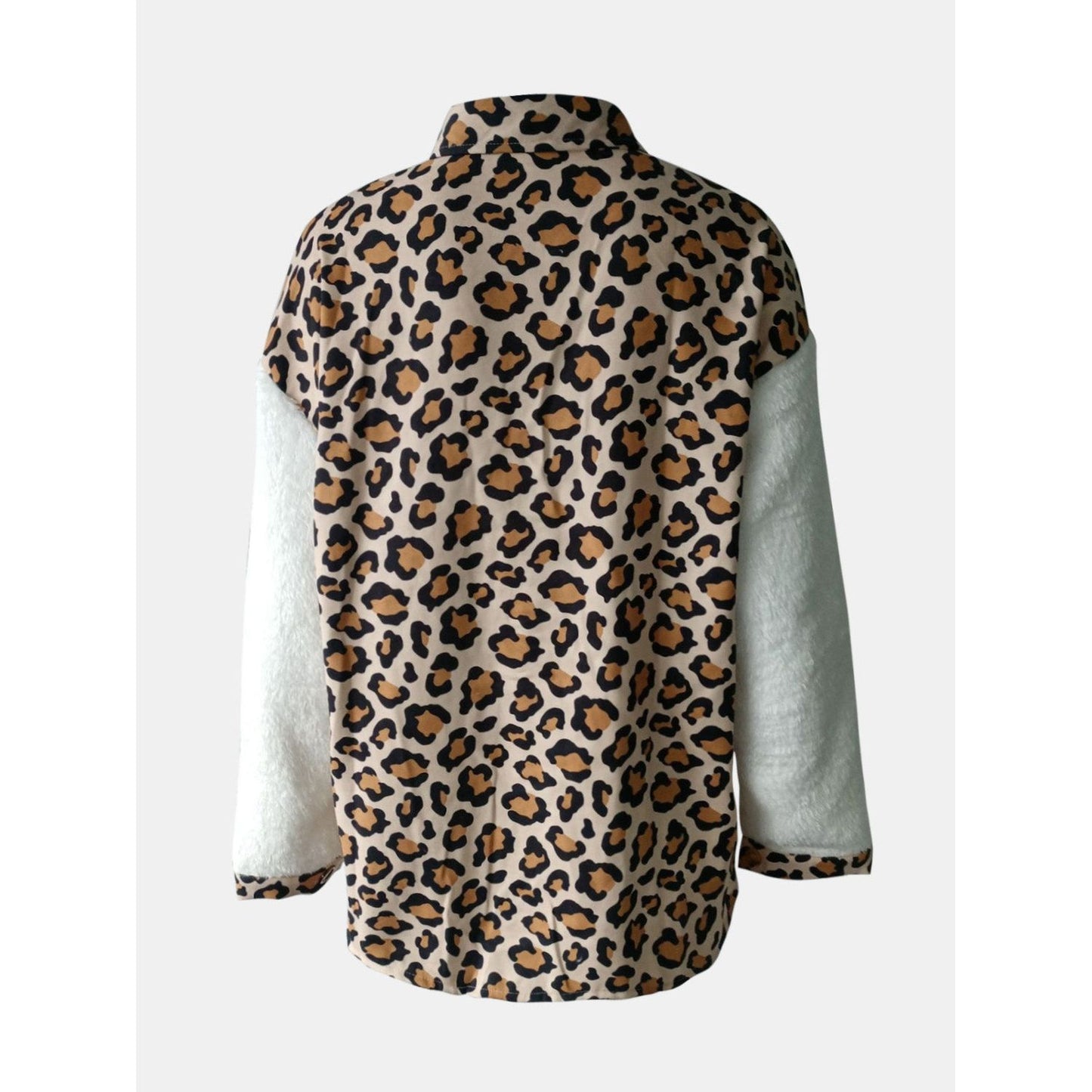 Fuzzy Button Up Long Sleeve Jacket