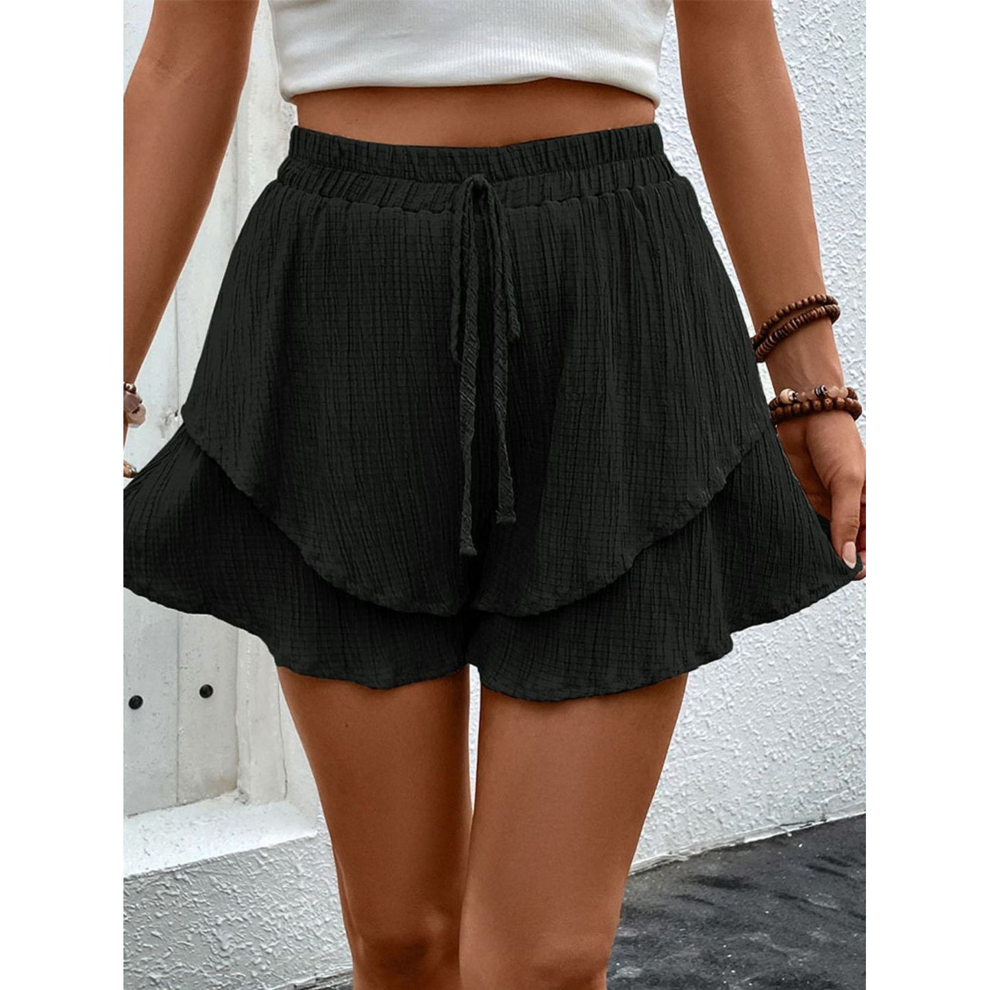 Perfee Tied Layered High Waist Shorts