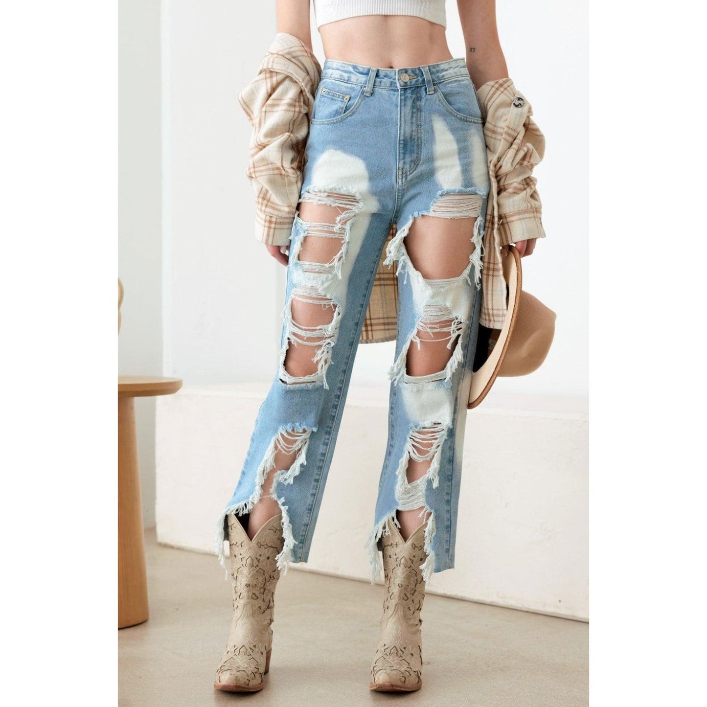 Litz La Frayed Cut Distressed Jeans