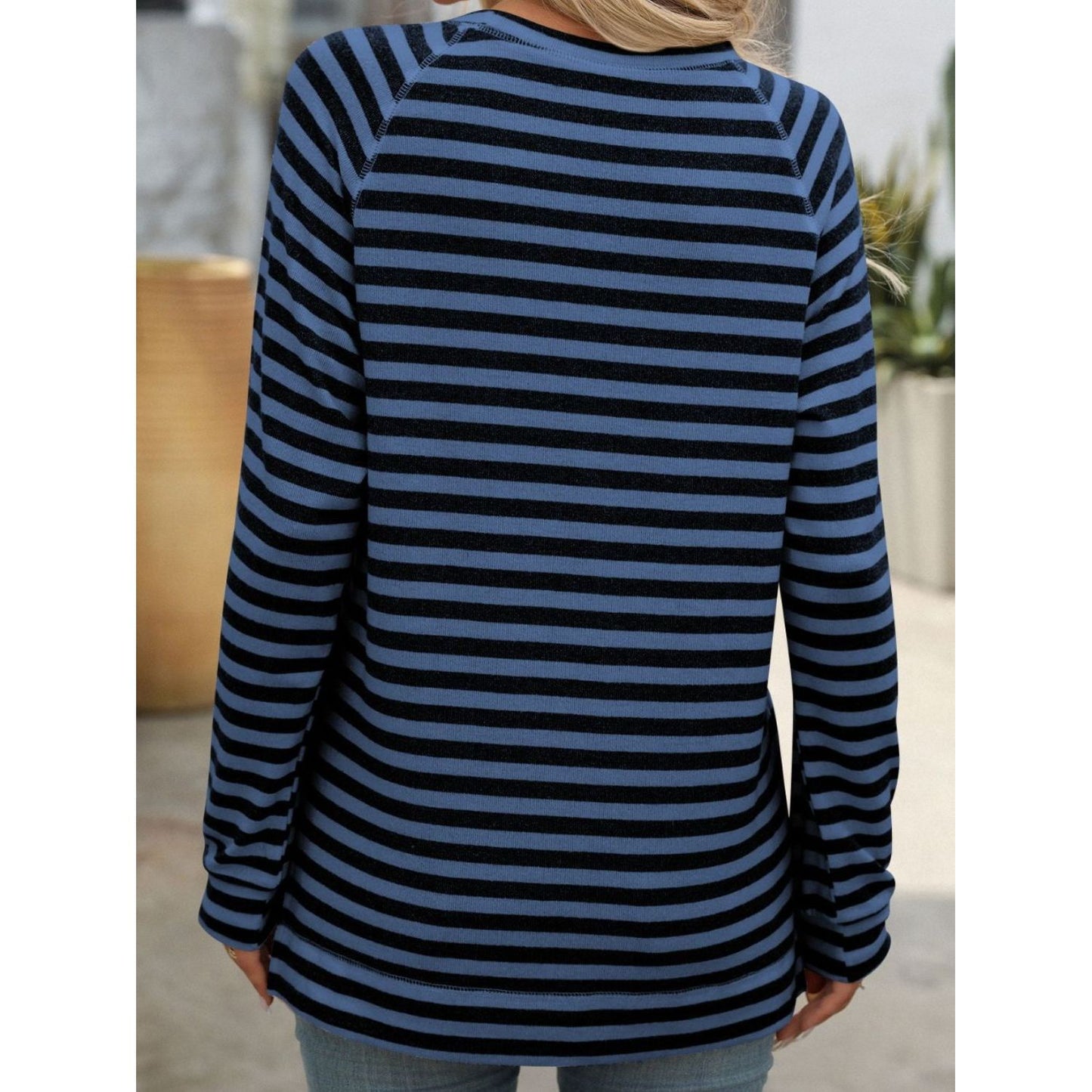 Mandy Striped Round Neck Long Sleeve T-Shirt