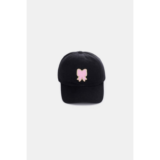 Zenana Ribbon Bow Chenille Patch Baseball Cap