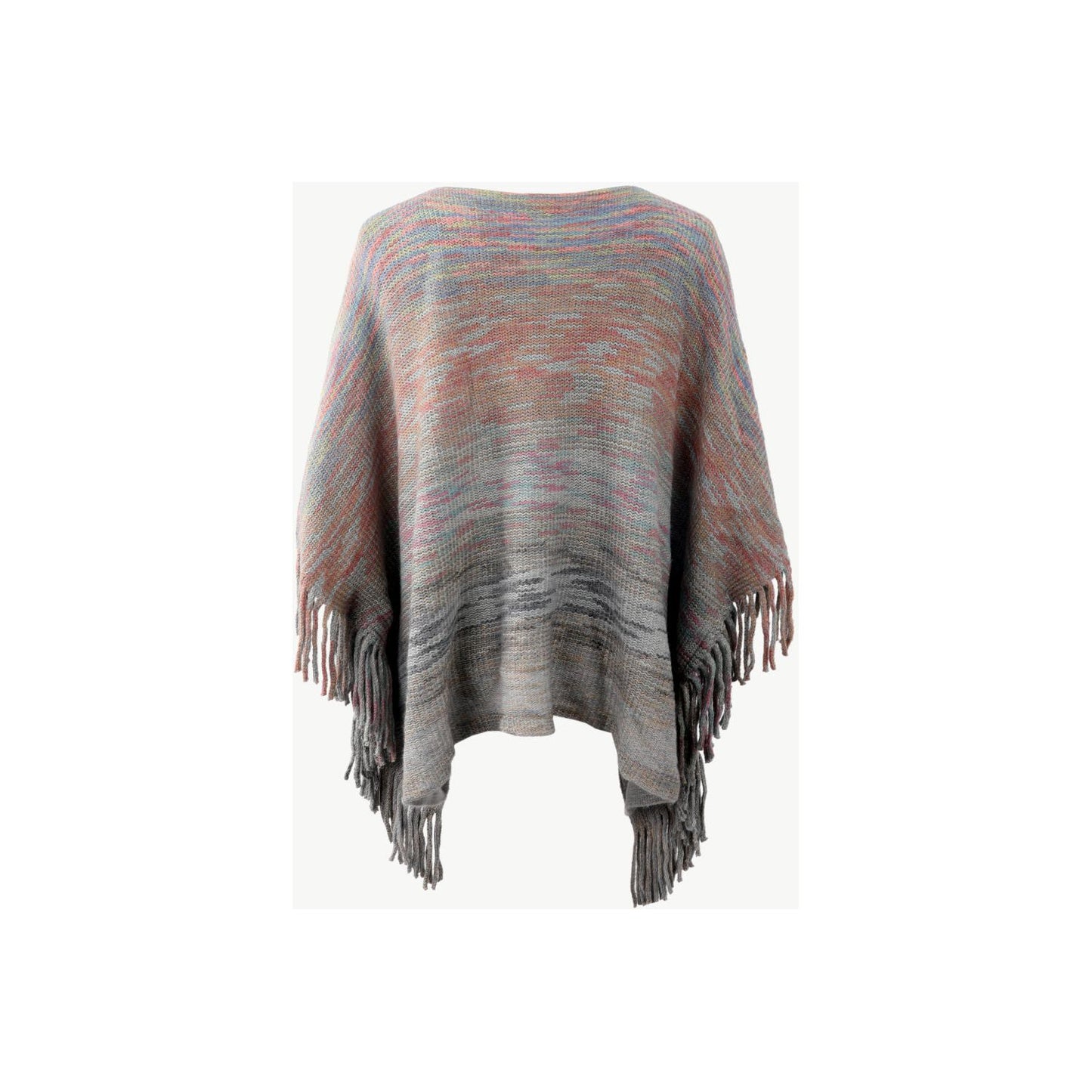 Round Neck Fringe Detail Poncho