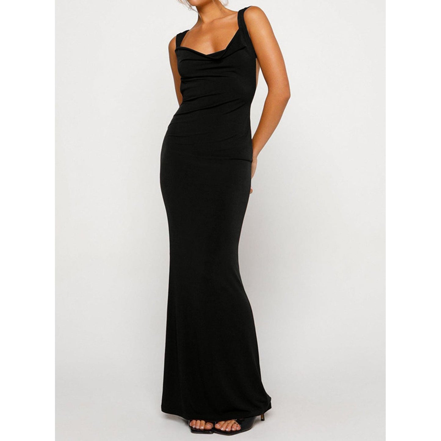 Backless Wide Strap Maxi Dress