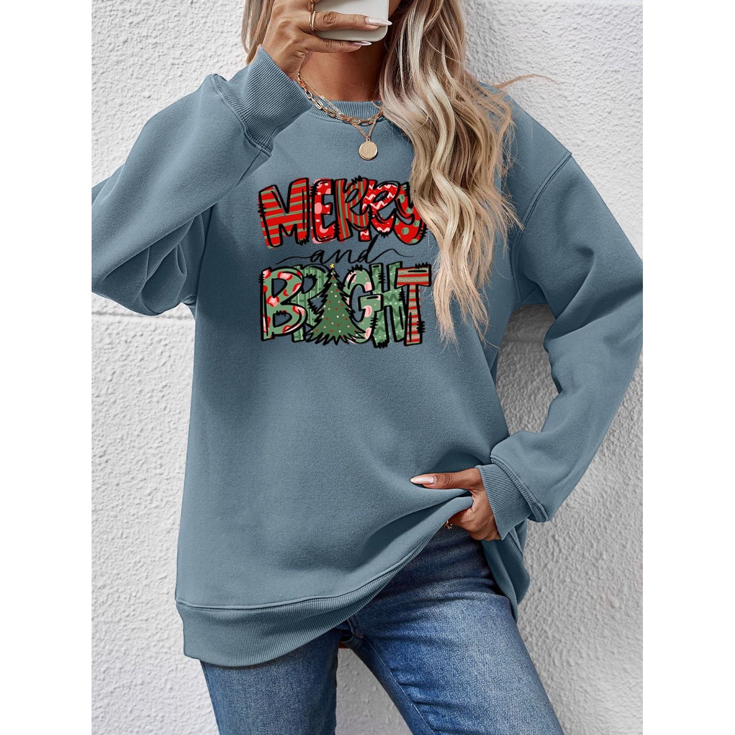 MERRY AND BRIGHT Long Sleeve Sweatshirt