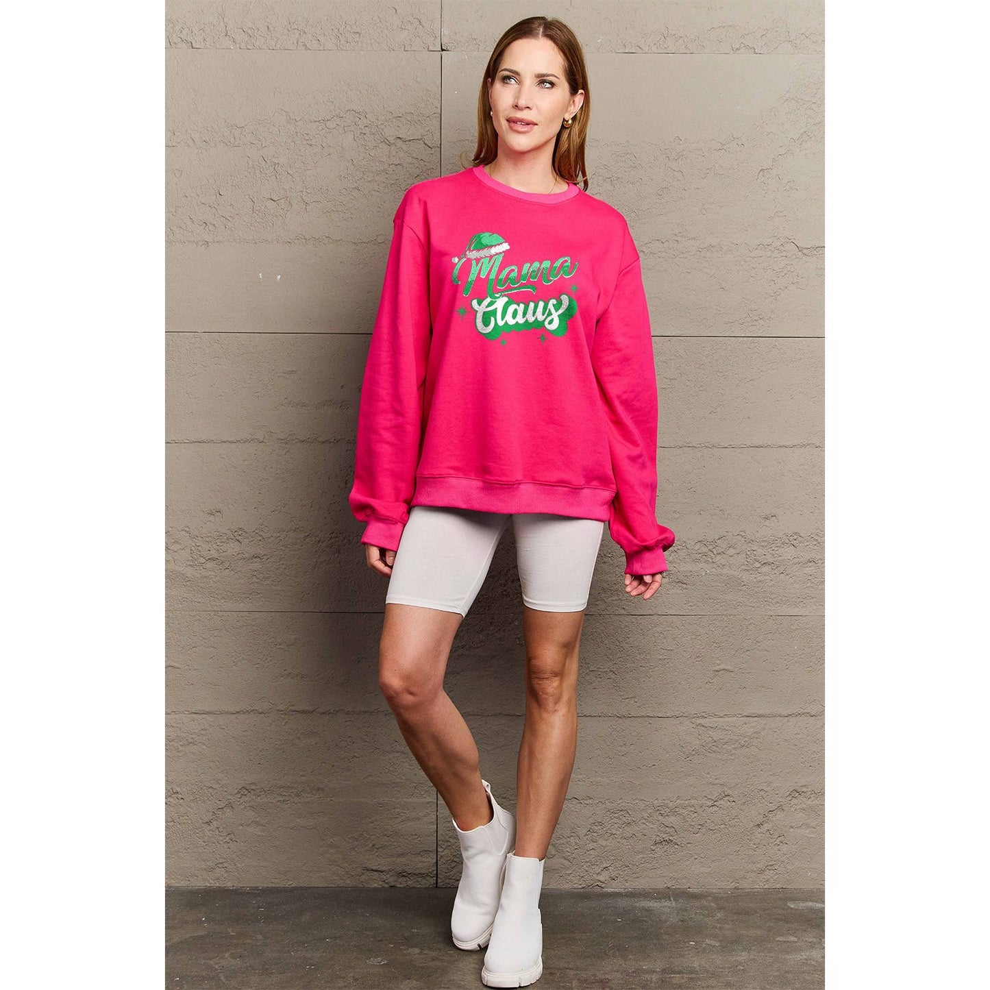 Simply Love Full Size MAMA CLAUS Round Neck Sweatshirt