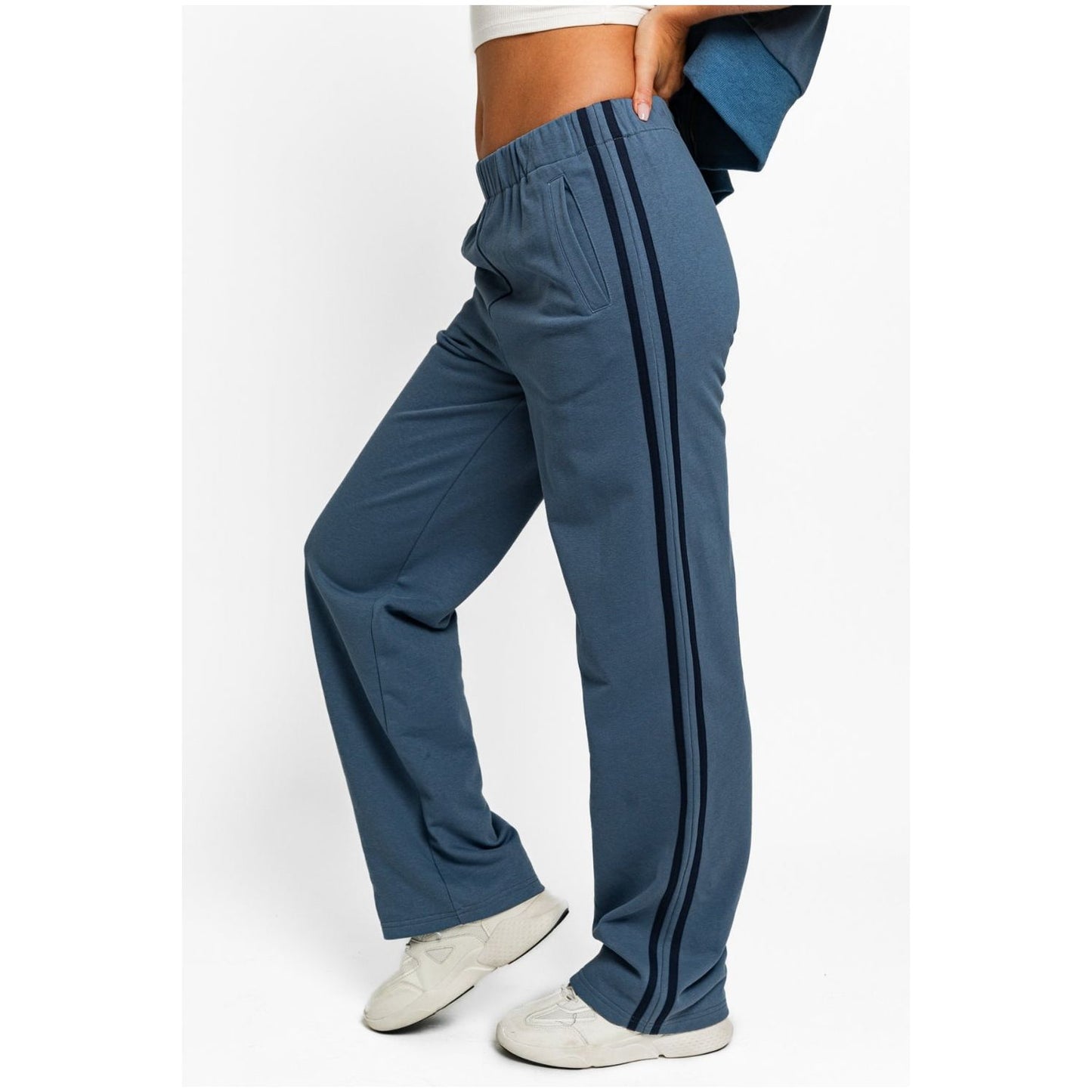 Le Lis High Waisted Side Stripes Straight Track Sweatpants