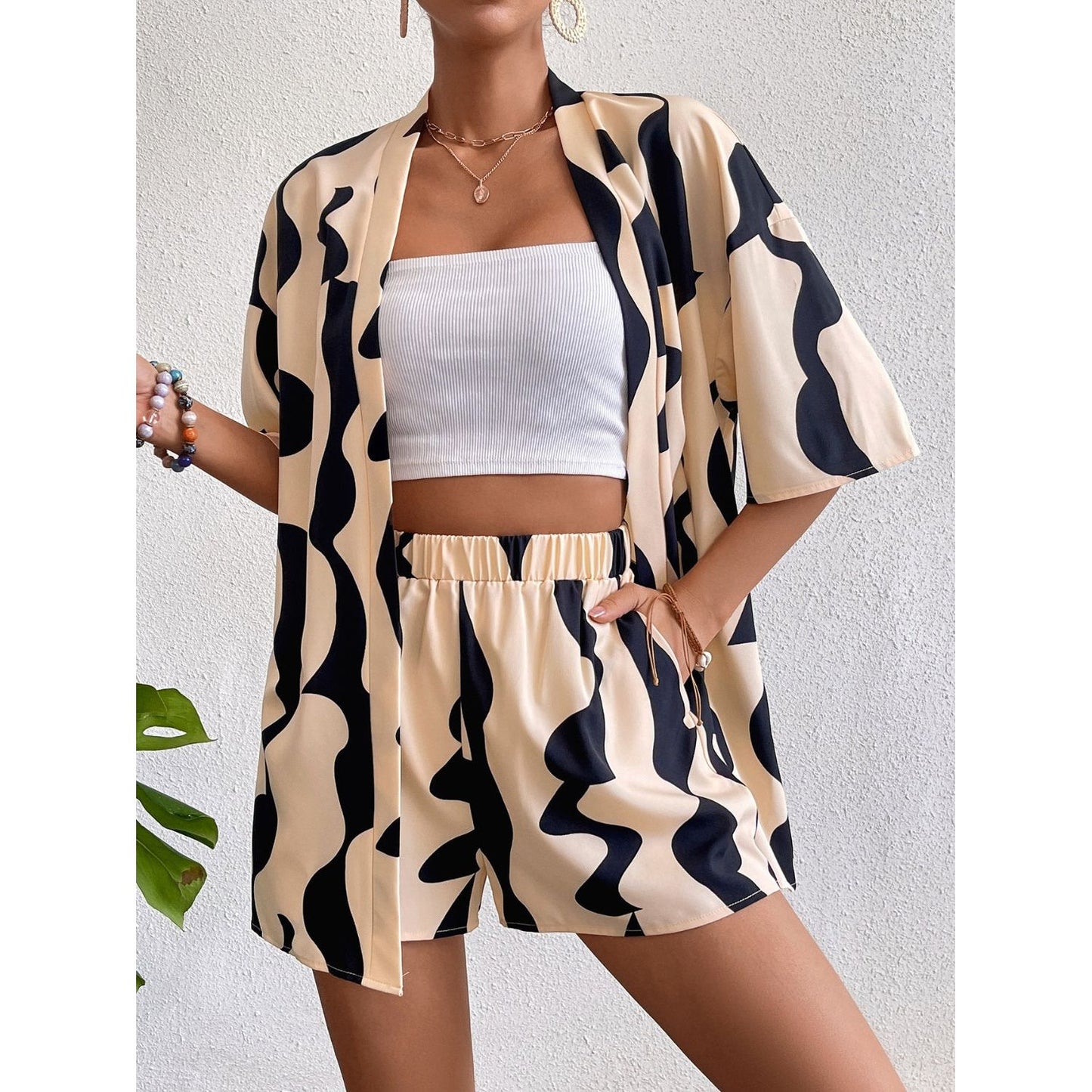 Printed Half Sleeve Top and Shorts Set