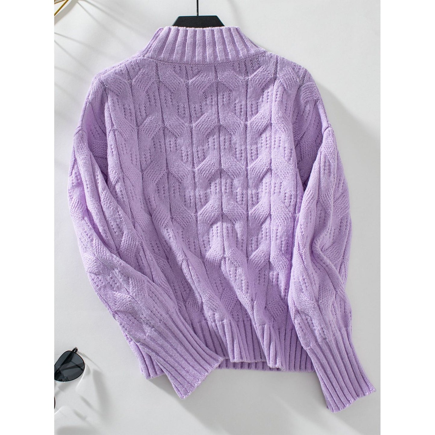 Cable Knit Mock Neck Long Sleeve Sweater