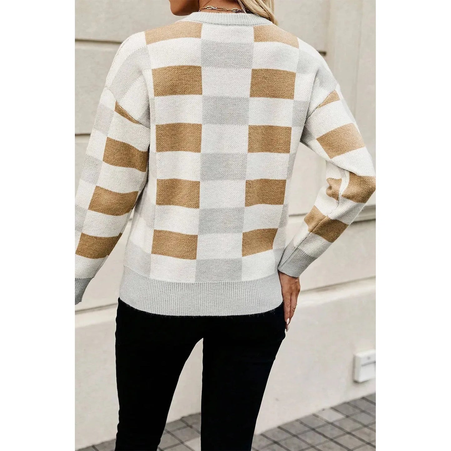 Color Block Round Neck Sweater