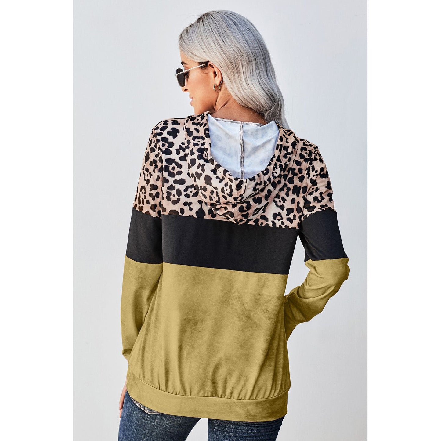 Leopard Color Block Hoodie