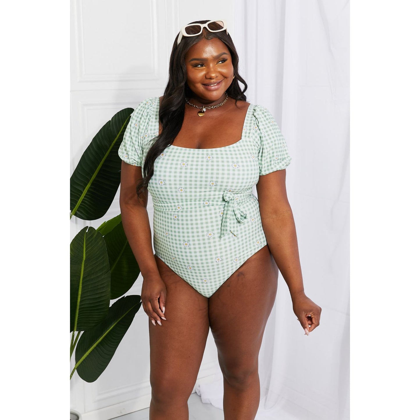 Marina West Swim Salty Air Puff Sleeve One-Piece in Sage