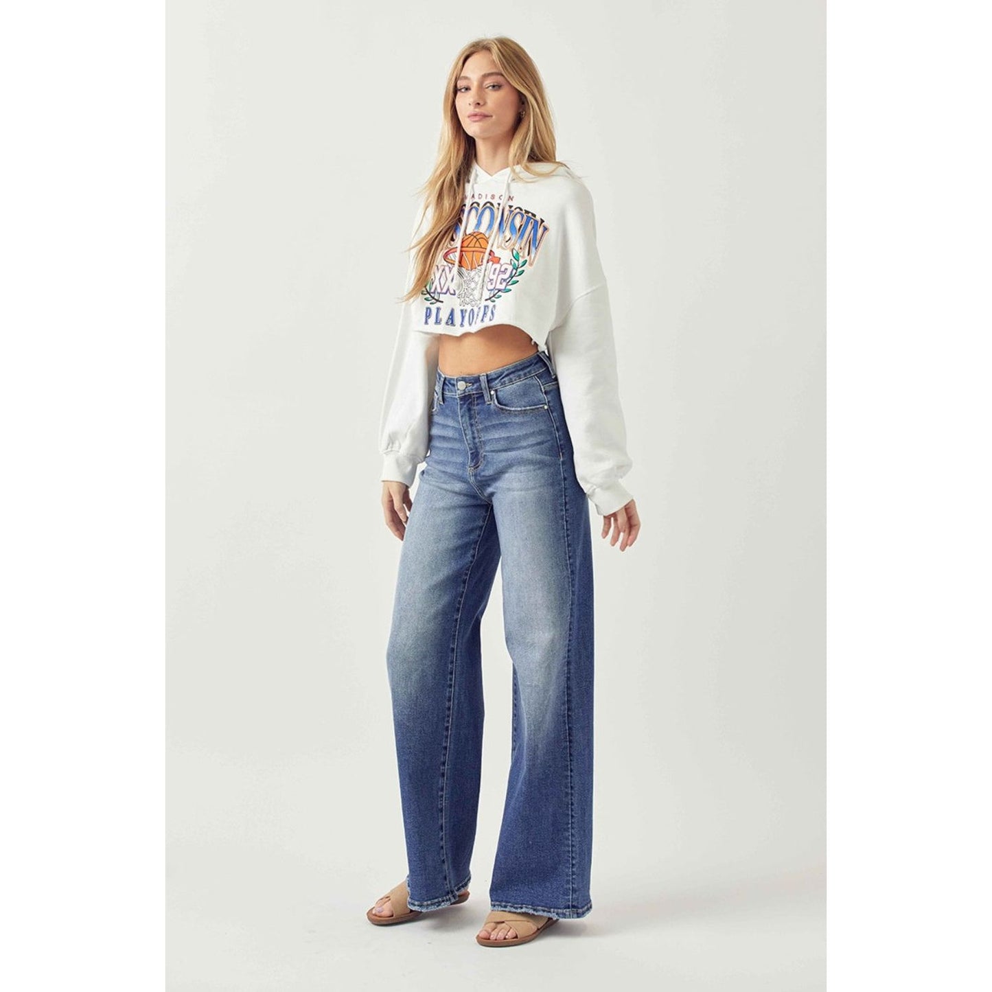 Risen Full Size High Rise Wide Leg Jeans