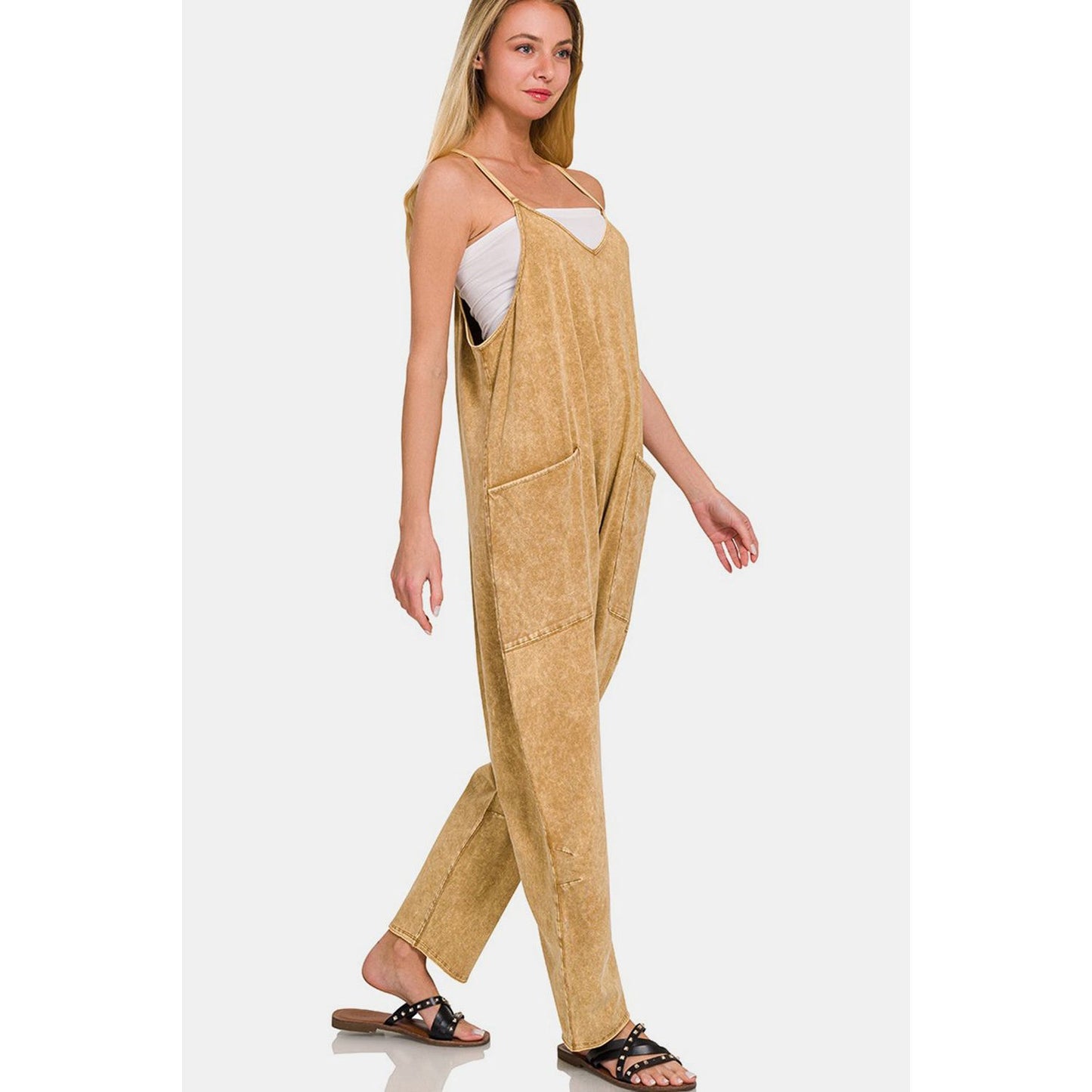 Zenana Spaghetti Strap Jumpsuit with Pockets