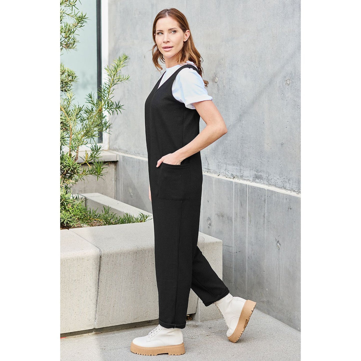 Double Take Full Size Sleeveless Straight Jumpsuit