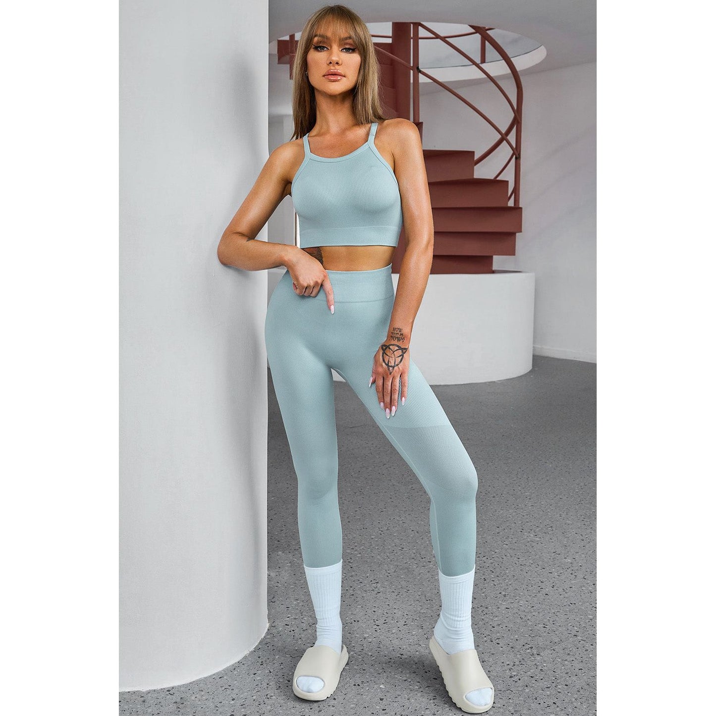 Tank Cropped Active Top and Pants Set