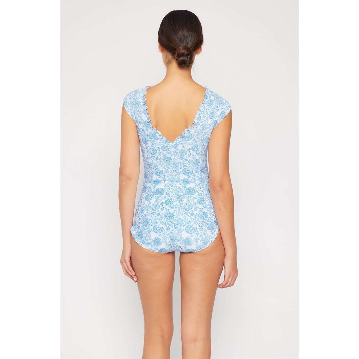 Marina West Swim Bring Me Flowers V-Neck One Piece Swimsuit In Thistle Blue