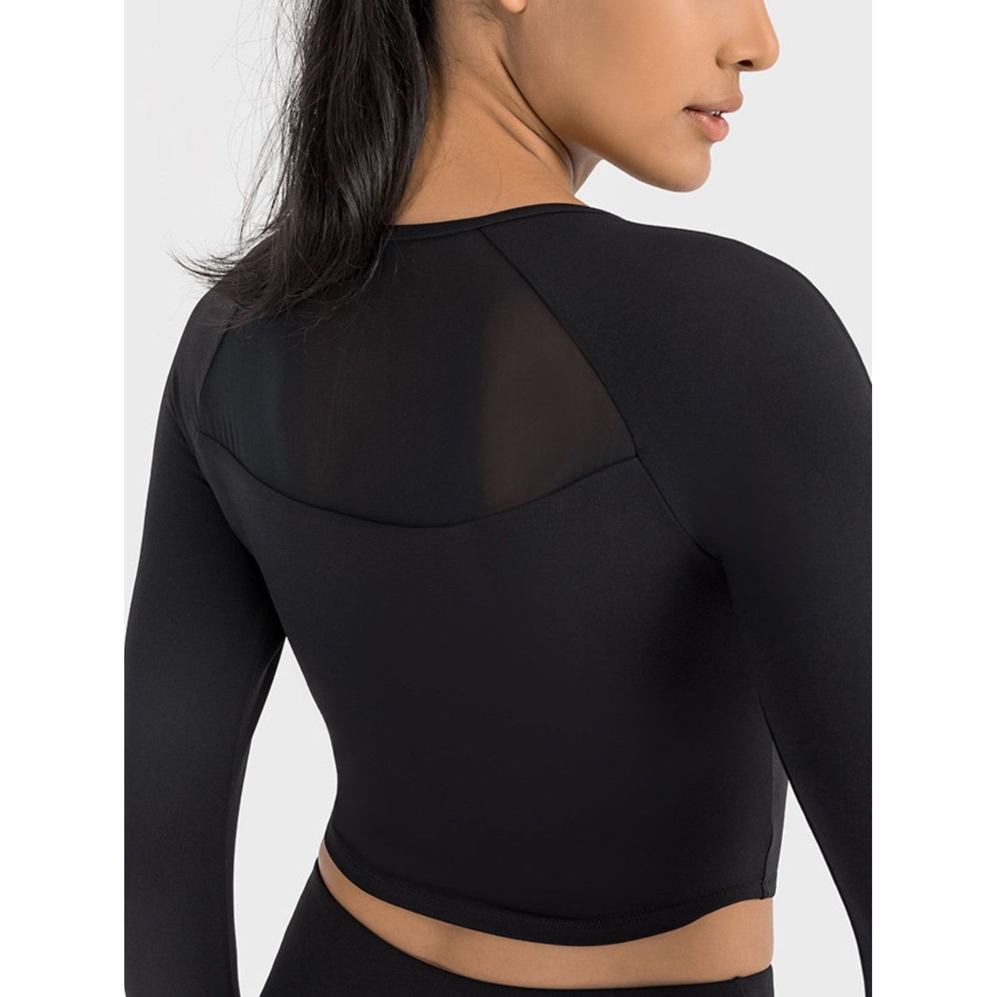 Square Neck Long Sleeve Cropped Sports Top