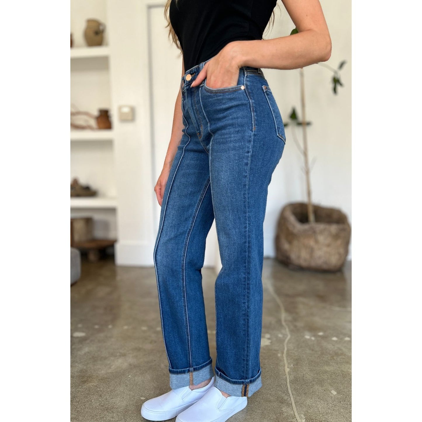 Judy Blue Full Size High Waist Front Seam Detail Straight Jeans