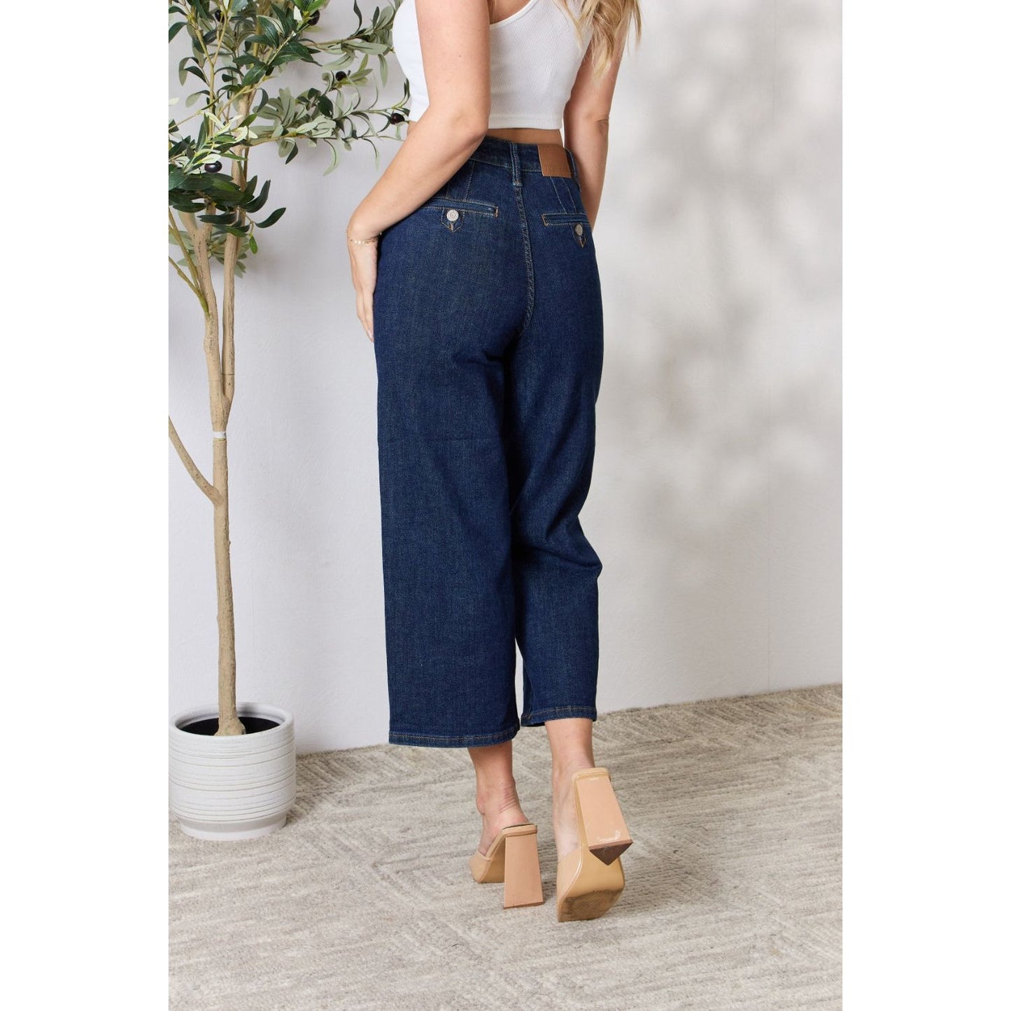 Judy Blue Full Size High Waist Cropped Wide Leg Jeans