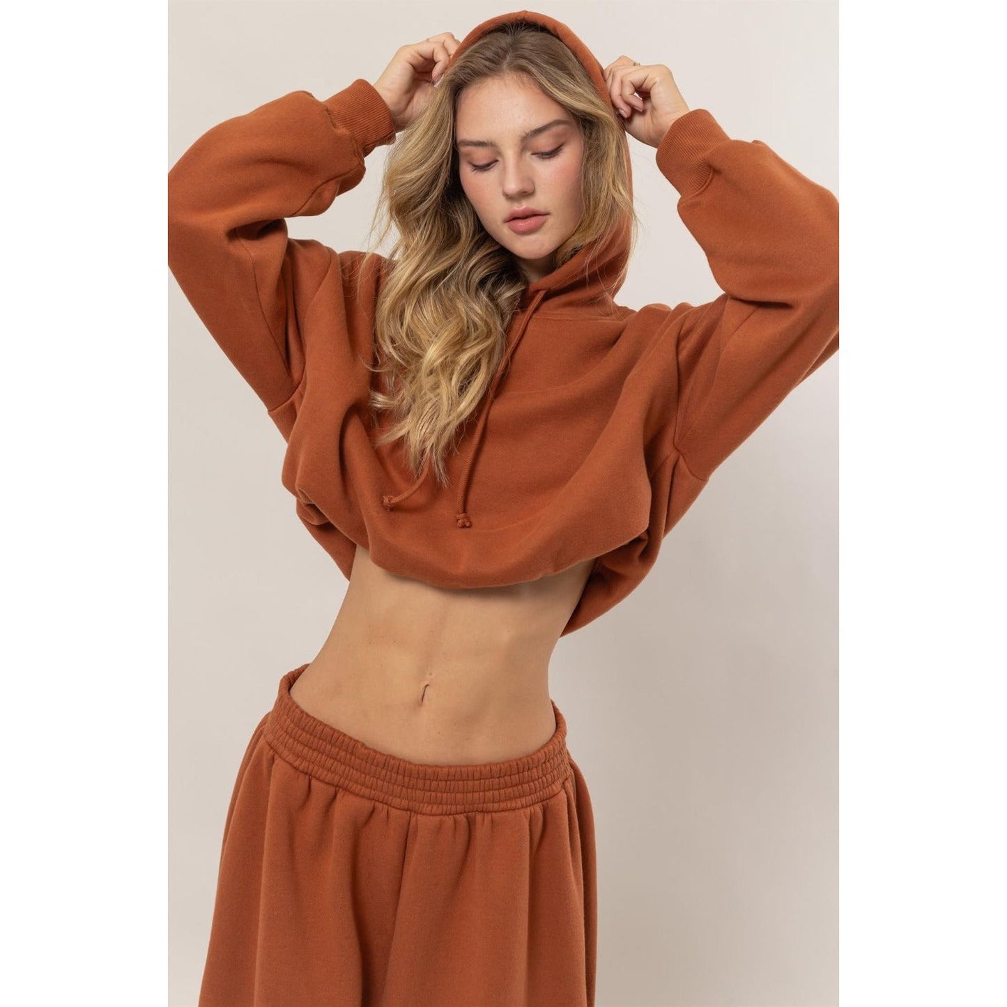 HYFVE Bubble Hem Cropped Hoodie