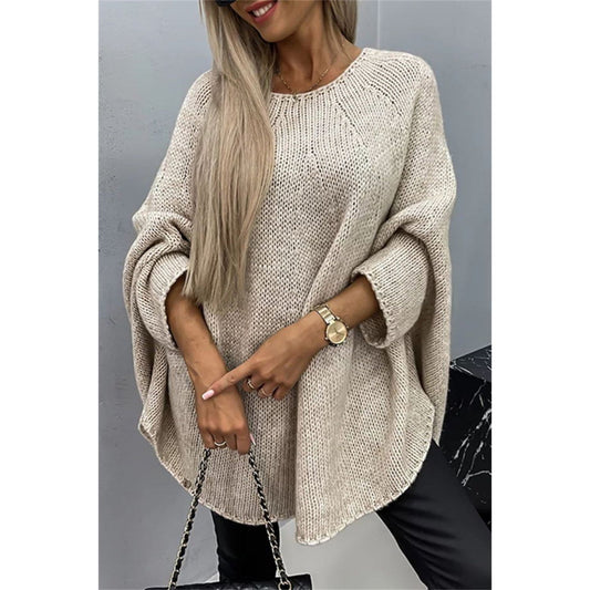 Round Neck Batwing Sleeve Sweater