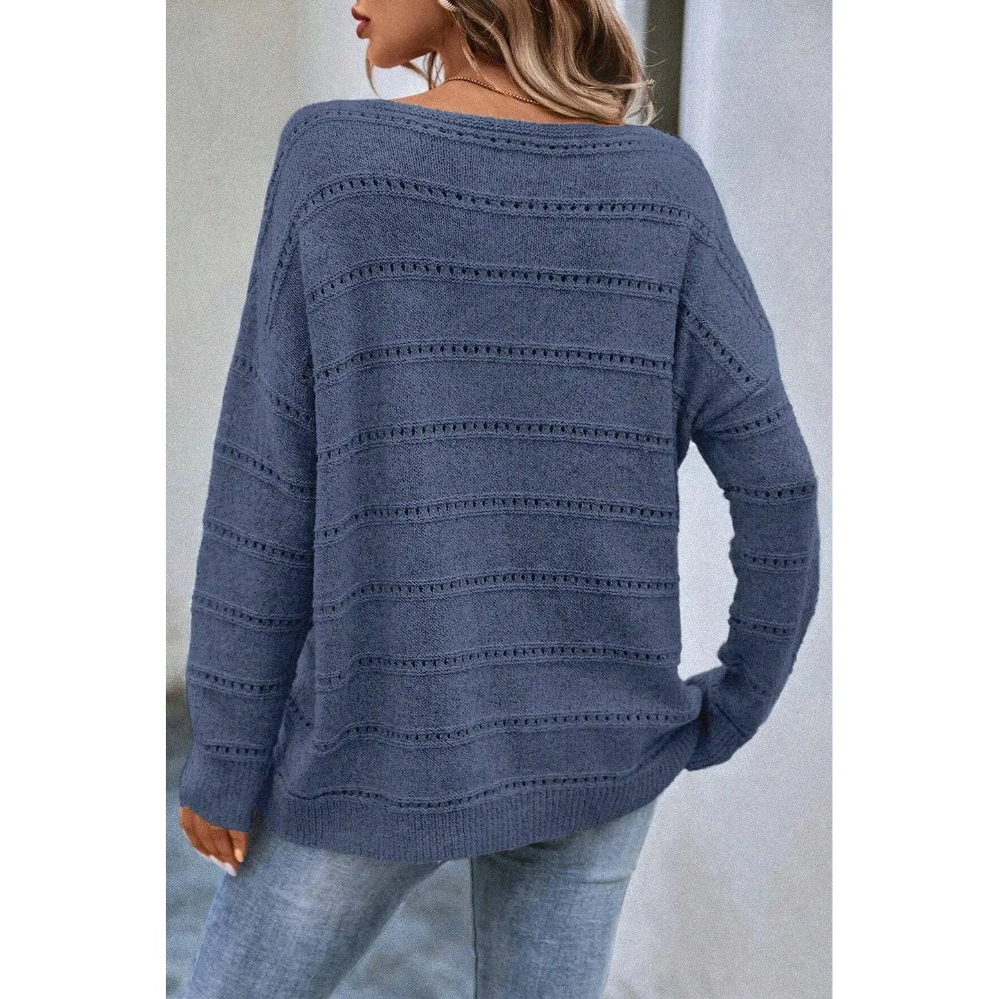 Boat Neck Dropped Shoulder Sweater