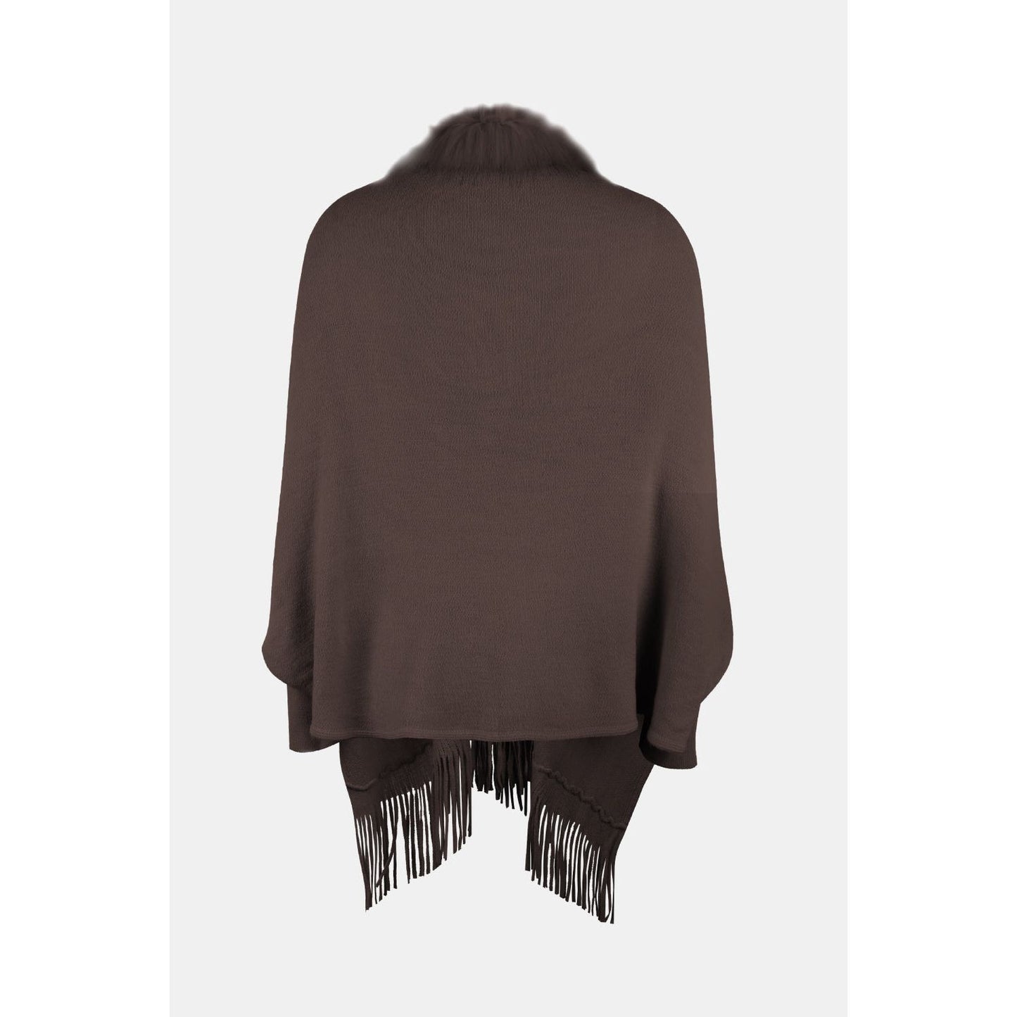 Fringe Open Front Long Sleeve Poncho